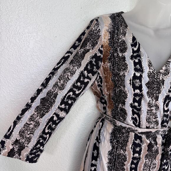 Diane Von Furstenberg Wrap Dress Womens 14 Silk Snakeskin Print New Julian Two - Picture 7 of 13